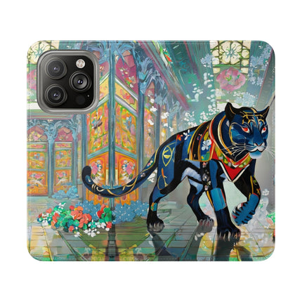 🐾💎 Cyber Panther's Hunt Flip Case – Digital Instinct & Neon Pursuit