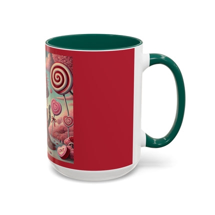Whimsical Geisha Kitten in a Valentine Garden Colorful Mugs (11oz, 15oz)
