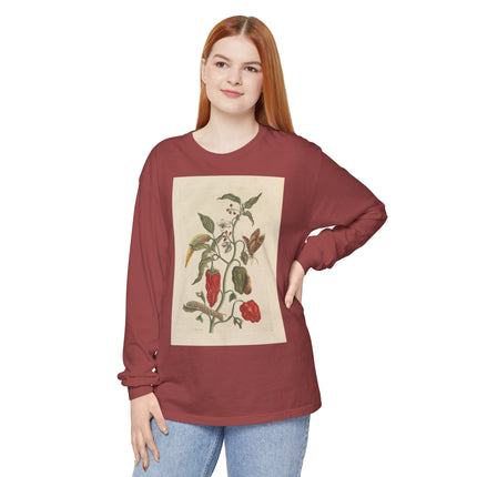 Botanical Pl.15 by Maria Sibylla Merian Garment-dyed Long Sleeve T-Shirt