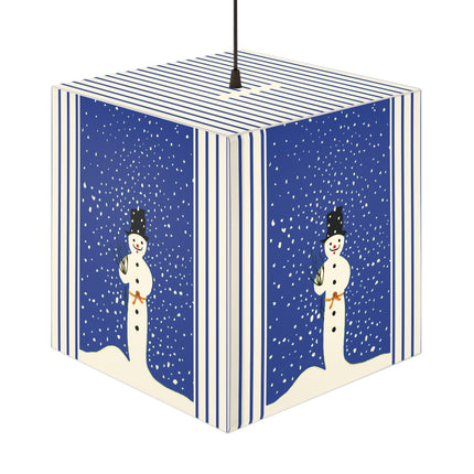 Snowman in Falling Snow Light Cube Lamp