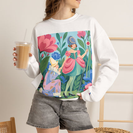 🌸🎭 The Garden Masquerade Crewneck Sweatshirt – Art Deco Floral Whimsy