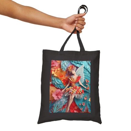 Hibiscus Fairy Cotton Canvas Tote Bag