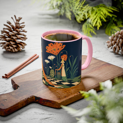 🌼🧡 The Midnight Floral Masquerade Colorful Mug – Art Deco Fashion Fantasy