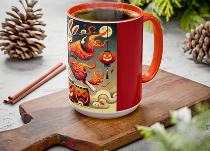 Jack-O’-Lantern Drums & The Kabuki Rabbit Colorful Mugs (11oz, 15oz)