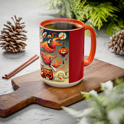 Jack-O’-Lantern Drums & The Kabuki Rabbit Colorful Mugs (11oz, 15oz)