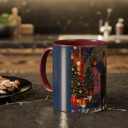 🎩🎄 Christmas Eve Promenade Colorful Mug – Art Deco Holiday Elegance