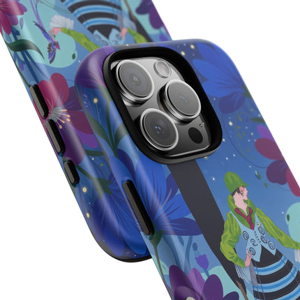 🌸🐦 The Lady Of The Midnight Bird Garden Phone Case – Art Deco Floral Fantasy