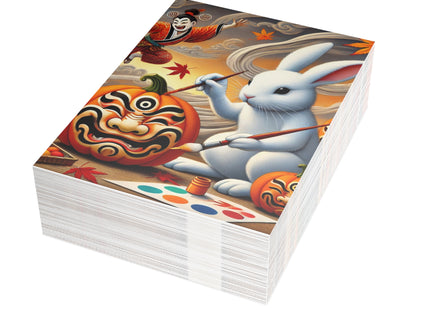 Halloween Rabbit’s Kabuki Jack-o’-Lanterns Postcards (envelopes included) - Bundles of 10, 30, 50 Pieces