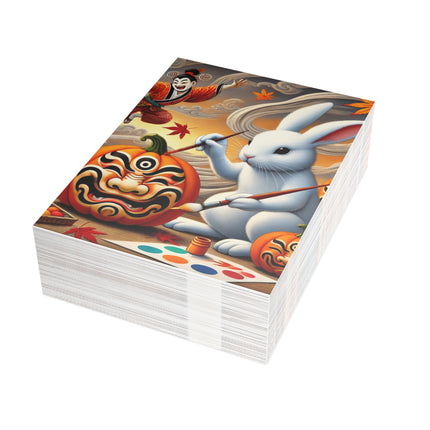 Halloween Rabbit’s Kabuki Jack-o’-Lanterns Postcards (envelopes included) - Bundles of 10, 30, 50 Pieces