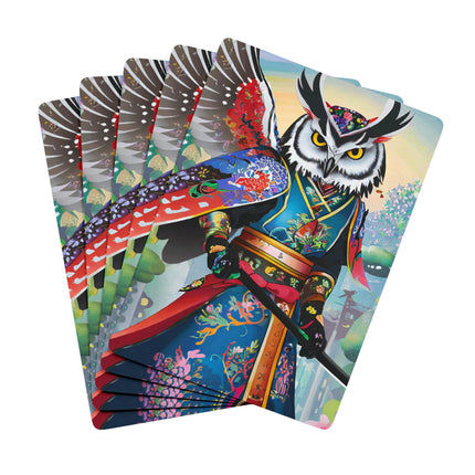 Cyberpunk Samurai Owl Playing Cards