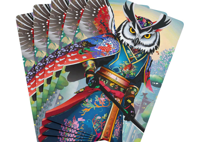 Cyberpunk Samurai Owl Playing Cards
