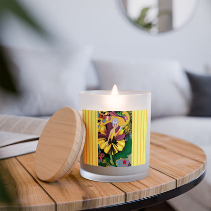 Enchanted Pansy Elegance Frosted Glass Candle, 11oz
