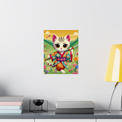 ⚔️🐱 Samurai Kitten Matte Vertical Poster – Courage, Honor & Whimsical Adventure