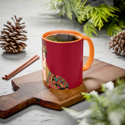 Butterfly Empress of the Crimson Pavilion Colorful Mug (11oz, 15oz) – Art Deco Beauty, Butterfly Elegance & Ornamental Style