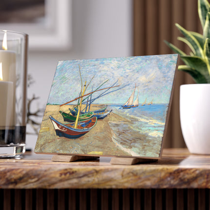 Fishing Boats on the Beach at Saintes-Maries by Vincent Van Gogh Ceramic Tile