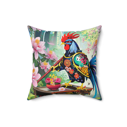 Cyberpunk Rooster Spun Polyester Square Pillow