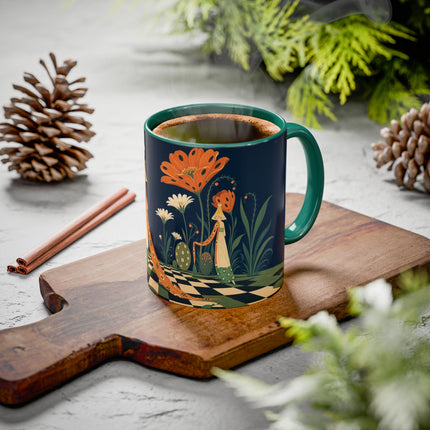 🌼🧡 The Midnight Floral Masquerade Colorful Mug – Art Deco Fashion Fantasy
