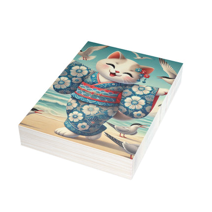 Geisha Kitten by the Seaside Postcard Bundles (envelopes included) - Bundles of 10, 30, 50 Pieces