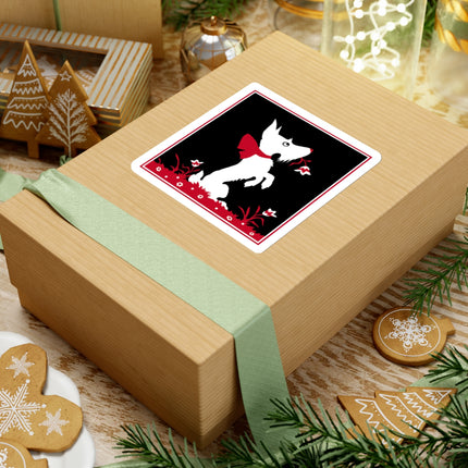 The Enchanting White Terrier with a Red Bow Kiss-Cut Stickers (4 Sizes)