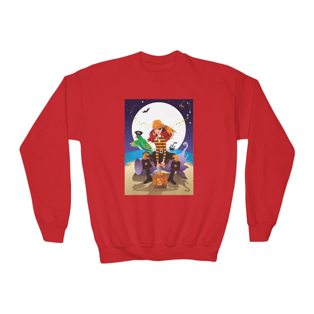 Moonlit Pirate Halloween Youth Crewneck Sweatshirt