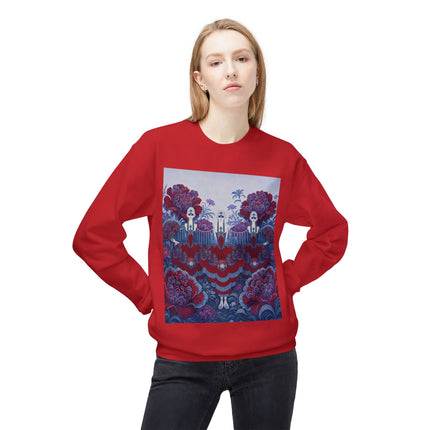 🎭🌺 The Enchanted Garden Masquerade Trio Midweight Crewneck Sweatshirt – Art Deco Floral Elegance