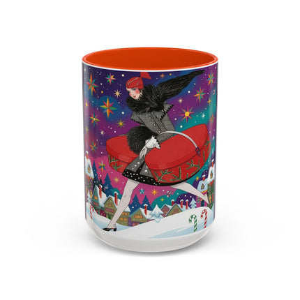 🎁✨ The Lady Of The Christmas Hatbox Colorful Mug – Art Deco Holiday Fantasy