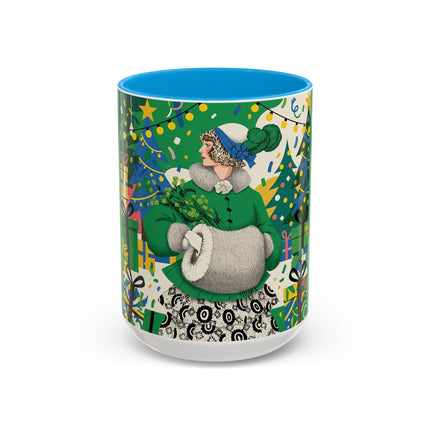 🍀🎄 The Emerald Holly Christmas Colorful Mug – Art Deco Holiday Elegance