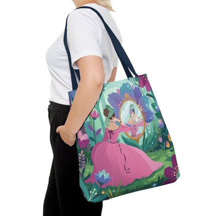 🌸🪞 The Lady Of The Enchanted Garden Mirror Tote Bag – Art Deco Floral Fantasy