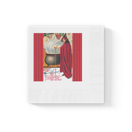 The Hallowe'en Cauldron In the Firelight's Gleam White Coined Napkins