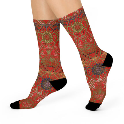 Japanese Fan Pattern by G.A. Audsley Cushioned Crew Socks