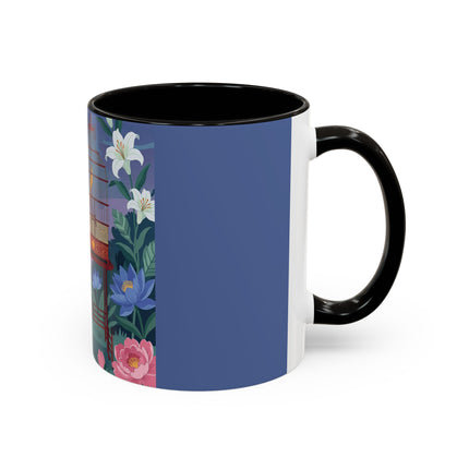 Whispers to the Golden Songbird Colorful Mugs – Art Deco Garden Elegance
