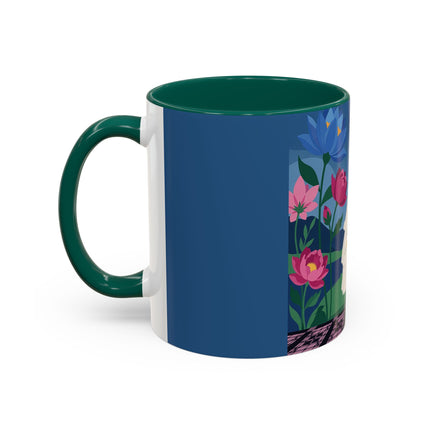 The Lady Of The Golden Parasol Colorful Mugs – Art Deco Botanical Elegance