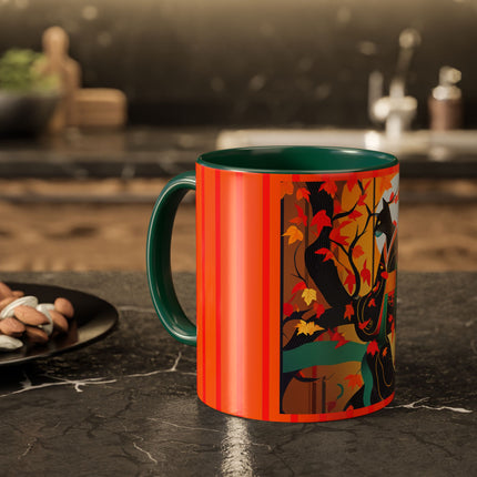 Black Cat in Kimono Colorful Mugs, 11oz