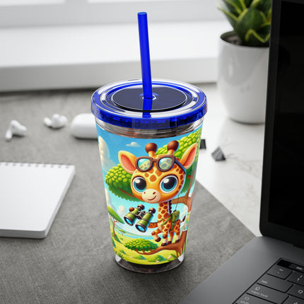 Giraffe Lookout Sunsplash Tumbler with Straw, 16oz