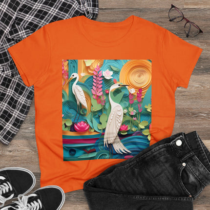 Elegant Egret Oasis Women's Midweight Cotton Tee
