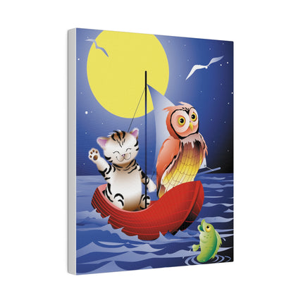 Embarking on a Moonlit Journey – Whimsical Owl and Pussy Cat Sailing Adventure