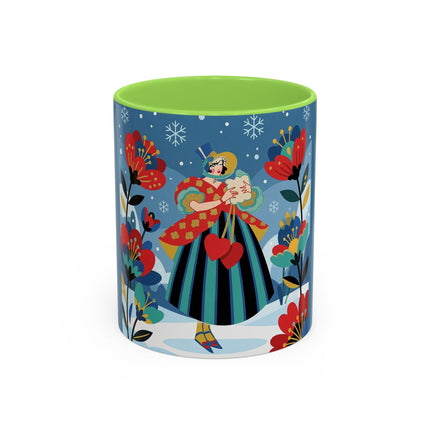 ❤️❄️ The Winter Heart Messenger Colorful Mug – Art Deco Snow Garden Fantasy