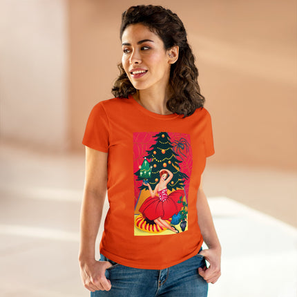 Art Deco Christmas Enchantment Women's Midweight Cotton Tee