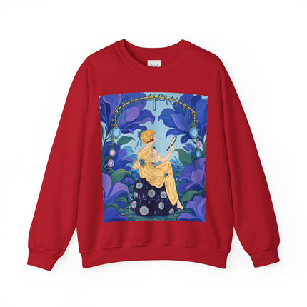 🪞🌺 The Enchanted Garden Mirror Crewneck Sweatshirt – Art Deco Fashion Whimsy
