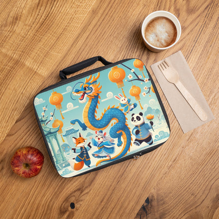 The Blue & Gold Dragon Festival Parade Lunch Bag – Joyful Celebration & Cultural Magic