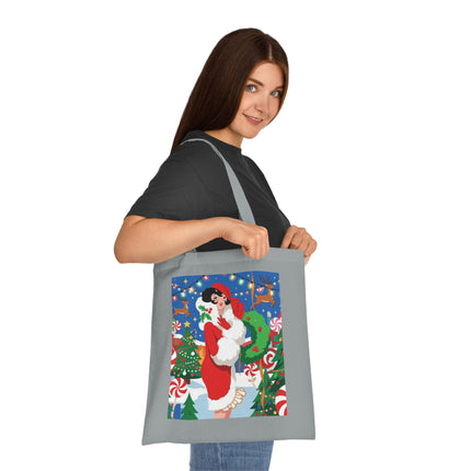 🍬🎄 The Lady Of The Peppermint Christmas Garden Cotton Tote Bag – Art Deco Holiday Fantasy