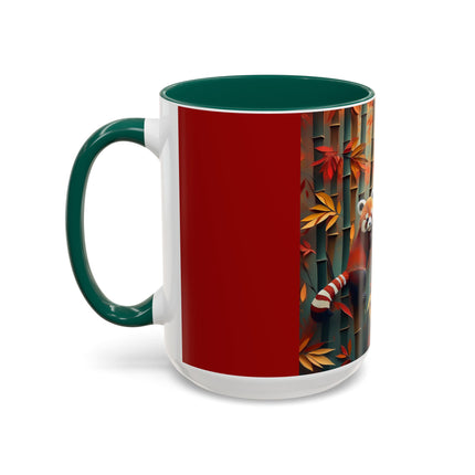 Red Panda at an Autumn Bamboo Grove Colorful Mugs (11oz, 15oz)