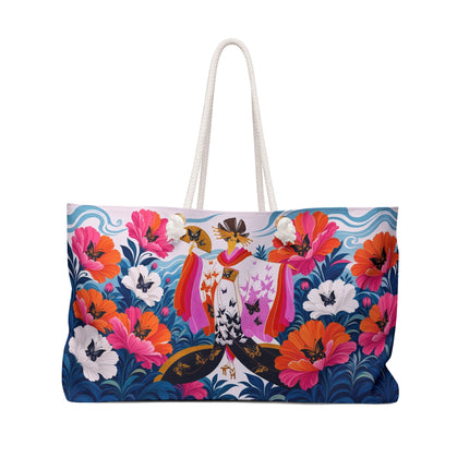 🦋🌺 The Enchanted Butterfly Blossom Dancer Weekender Bag – Art Deco Floral Whimsy