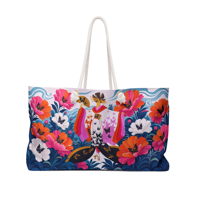 🦋🌺 The Enchanted Butterfly Blossom Dancer Weekender Bag – Art Deco Floral Whimsy