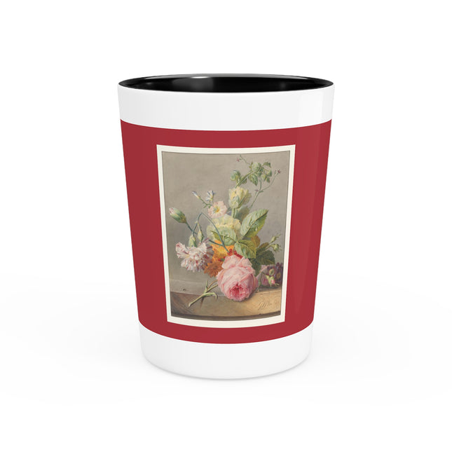 Floral Still Life by Georgius Jacobus Johannes van Os Ceramic Shot Glass
