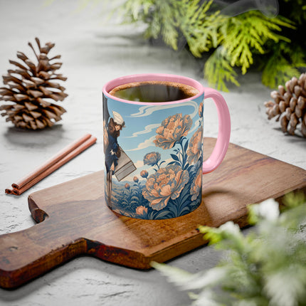 ☔🌸 The Grand Floral Journey Colorful Mug – Art Deco Travel Elegance