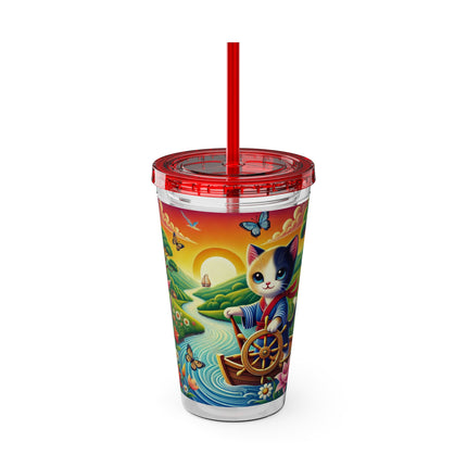 Sailor Kitten’s River Adventure Sunsplash Tumbler with Straw, 16oz