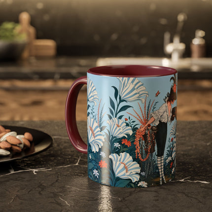 🎨💙 The Enchanted Garden Artist Colorful Mug – Art Deco Floral Whimsy