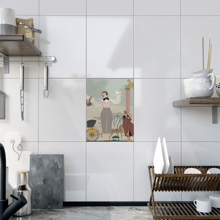 🕊️🌸 The Dove Promenade Ceramic Tile – Art Deco Garden Elegance