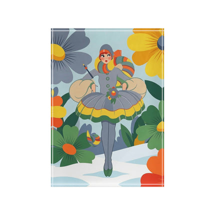 ❄️🌼 The Winter Flower Wanderer Acrylic Art Block – Colorful Art Deco Snow Fantasy